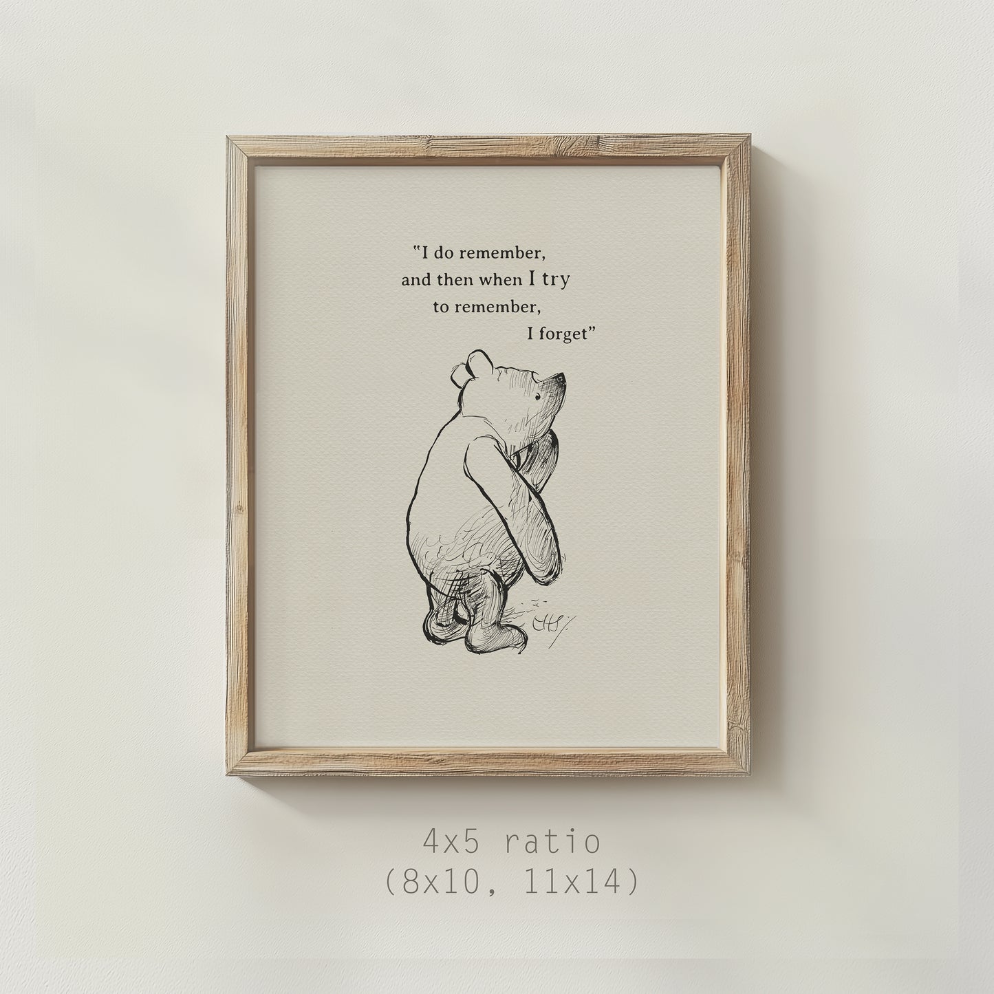 Simple Winnie the Pooh Sketch With Quote – Vintage Artwork for Literary & Nostalgic Gift Ideas