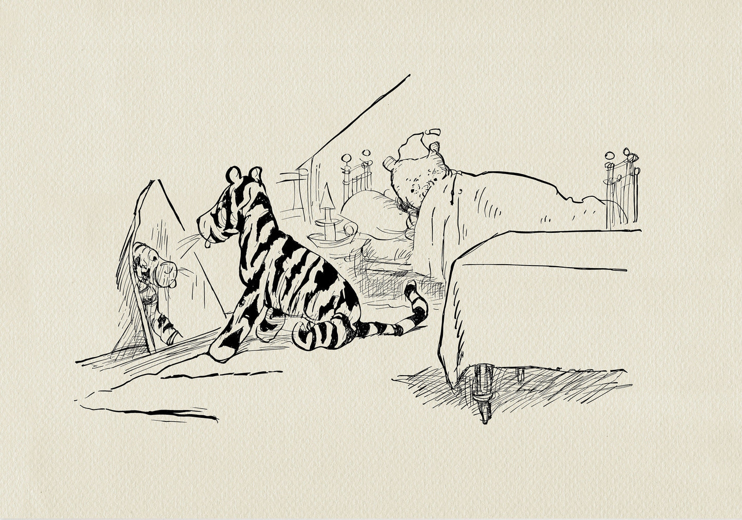 56 Tigger & Winnie the Pooh Classic Nursery Art Horizontal Print