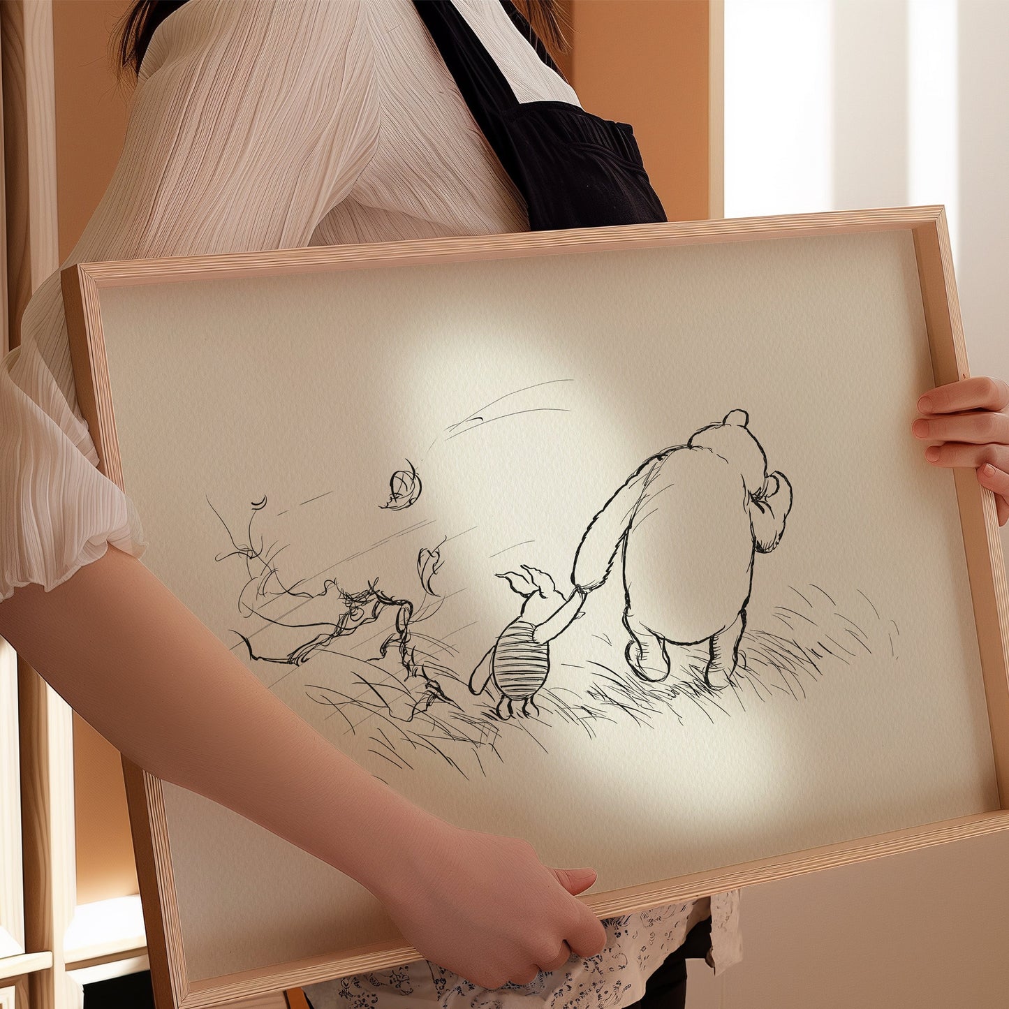 59 Very Happy Thursday - Piglet and Winnie the Pooh classic vintage style poster print