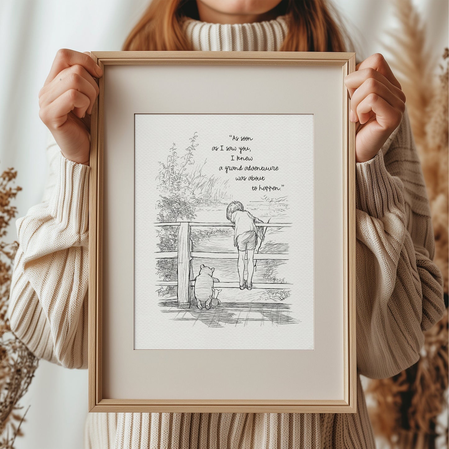 35 Winnie the Pooh Quote Print: Vintage Poohsticks Illustration
