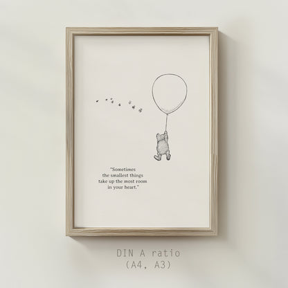 Classic Winnie the Pooh Wall Art Vintage Style Quote Print Gift for Nursery