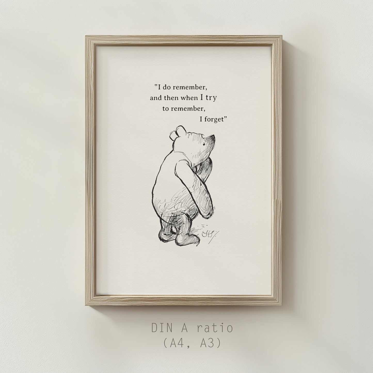Simple Winnie the Pooh Sketch With Quote – Vintage Artwork for Literary & Nostalgic Gift Ideas