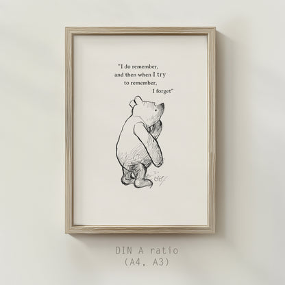 Simple Winnie the Pooh Sketch With Quote – Vintage Artwork for Literary & Nostalgic Gift Ideas