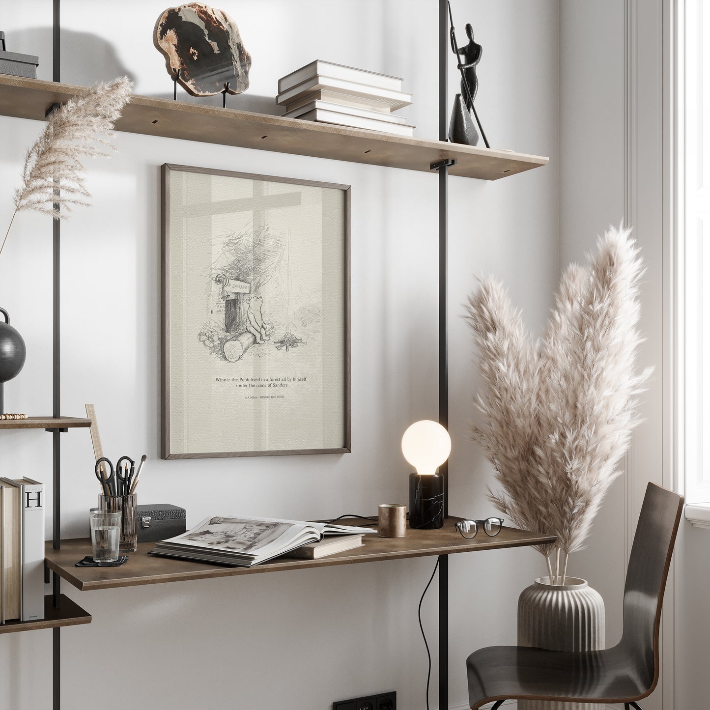 Winnie the Pooh Quote Print: Mr Sanders Classic Black & White Illustration