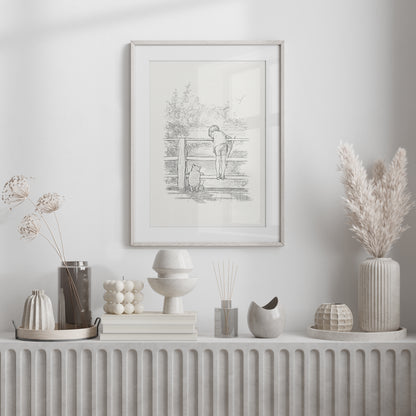 Poohsticks Winnie the Pooh Classic Illustration: Vintage Style Print