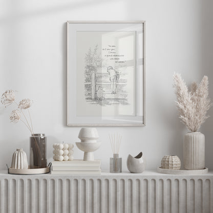 Winnie the Pooh Quote Print: Vintage Poohsticks Illustration