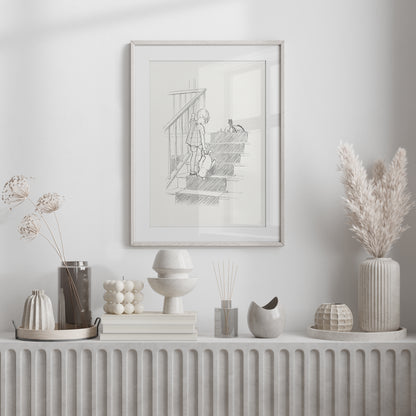 Winnie the Pooh Print: Vintage Style Christopher Robin Illustration