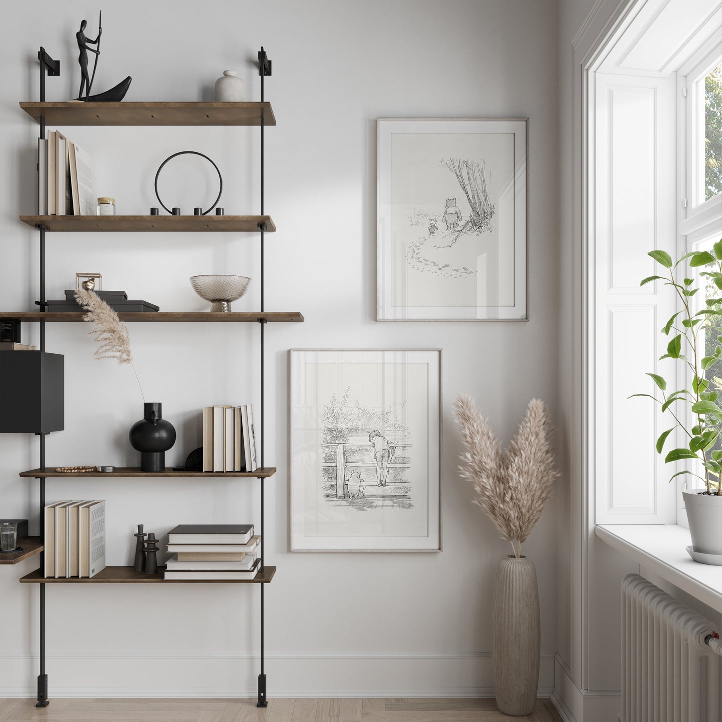 Pooh and Piglet Go Hunting - Winnie the Pooh Vintage Style Illustration