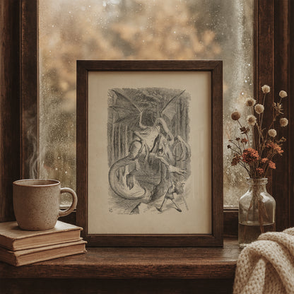 Jabberwocky Print: Alice in Wonderland Illustration by John Tenniel