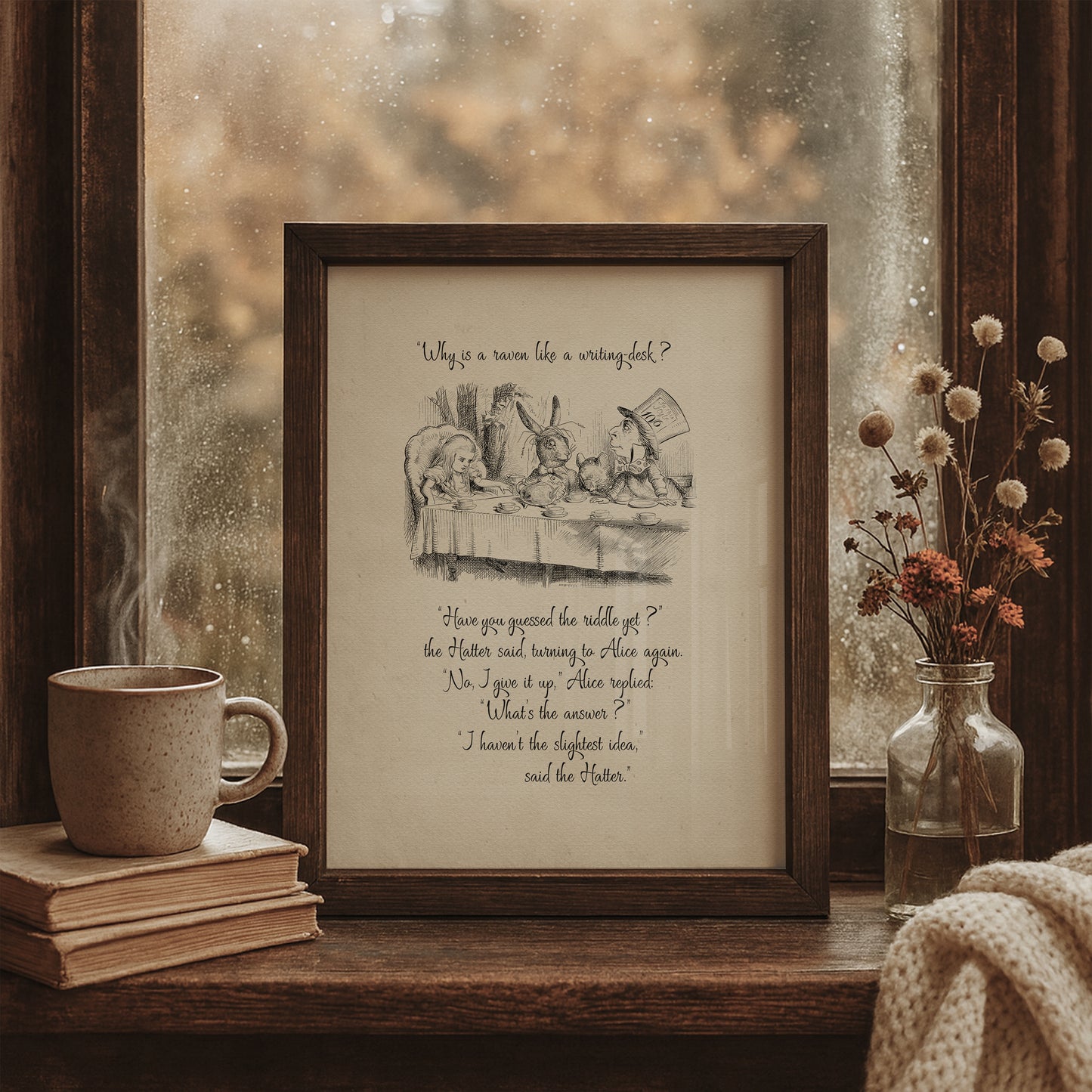 Alice in Wonderland Print: Mad Hatter Quote, Vintage Wall Art