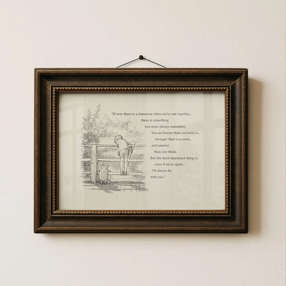 Winnie the Pooh Quote Print:  Vintage Style Horizontal Illustration
