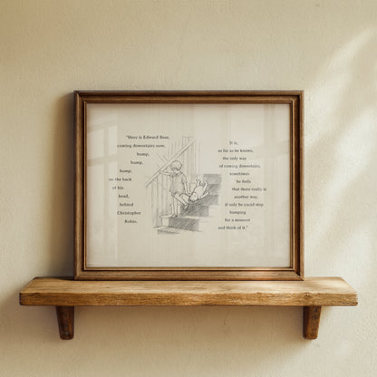 Winnie the Pooh Print: Edward Bear Quote, Vintage Style Horizontal Wall Art