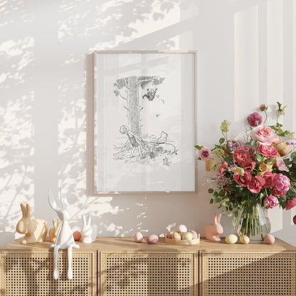 Winnie the Pooh Poster: Tigger, Piglet & Eeyore Vintage Illustration