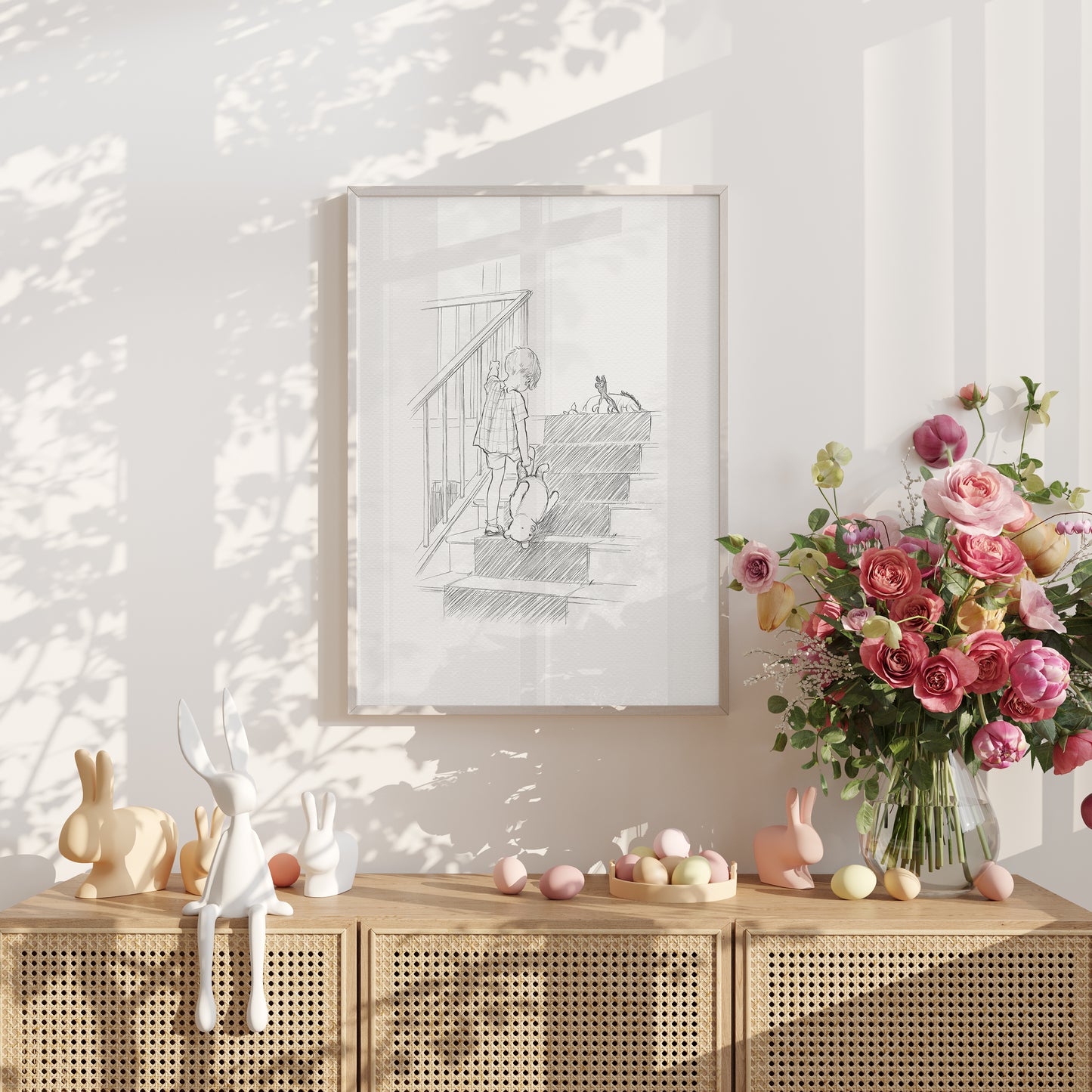 Winnie the Pooh Print: Vintage Style Christopher Robin Illustration