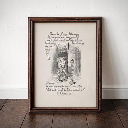 Alice in Wonderland Quote Print: John Tenniel Illustration, Kings Messenger