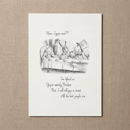 Alice in Wonderland Mad Hatter Quote Print: Vintage Wall Art