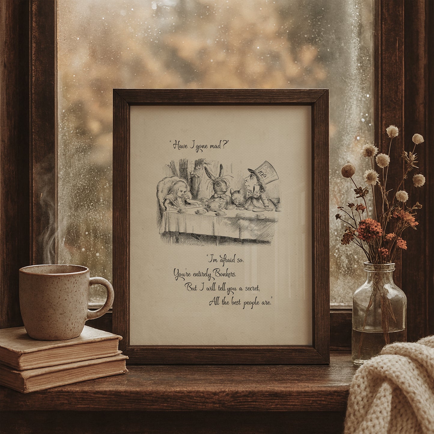 Alice in Wonderland Mad Hatter Quote Print: Vintage Wall Art