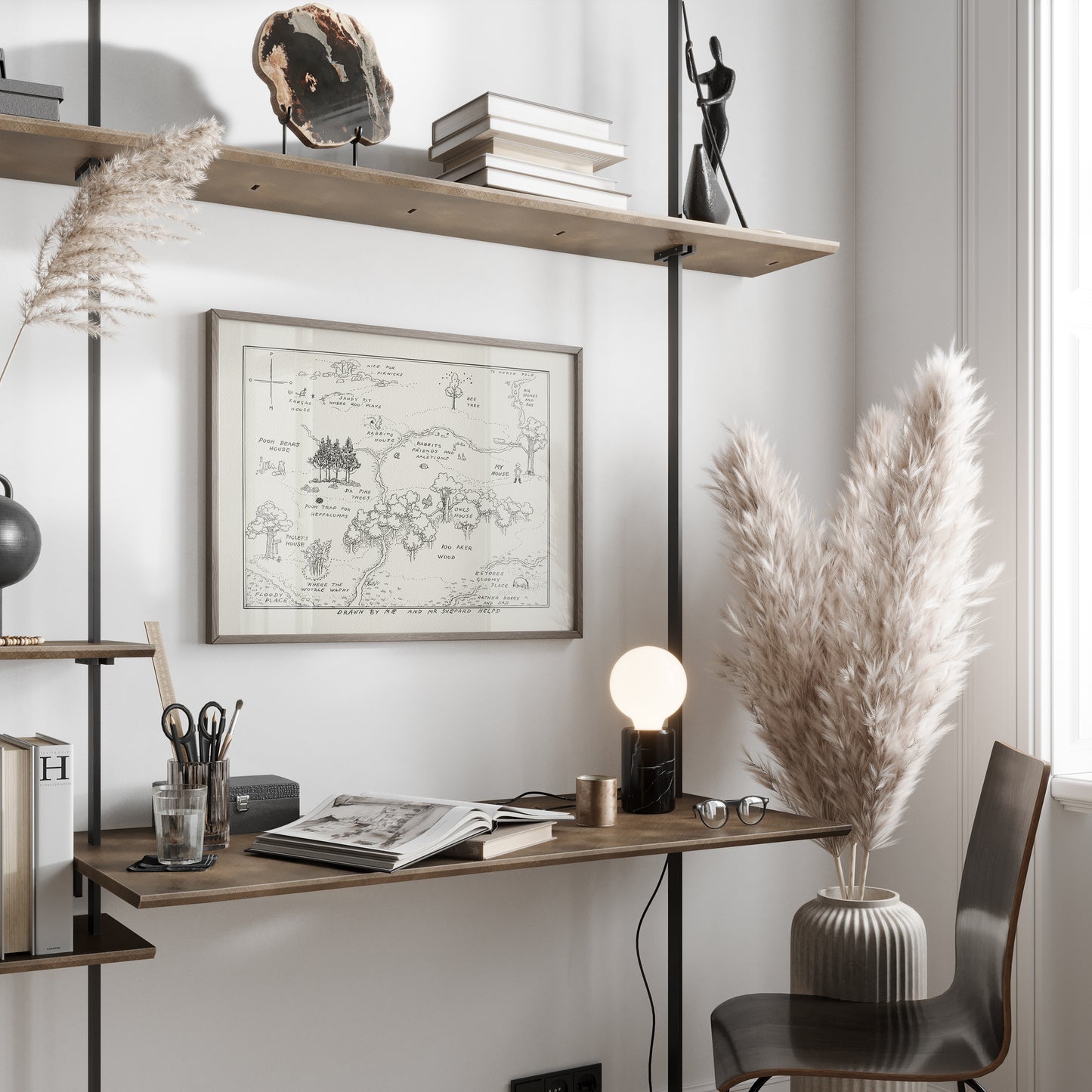 Winnie the Pooh 100 Acre Wood Map Classic Vintage Illustration