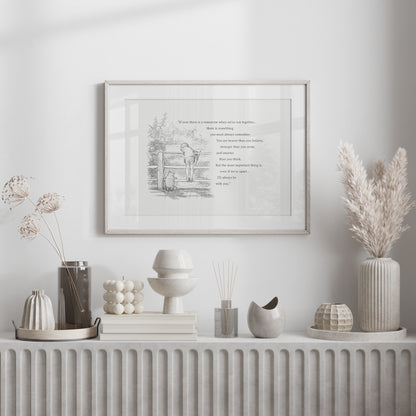 Winnie the Pooh Quote Print:  Vintage Style Horizontal Illustration