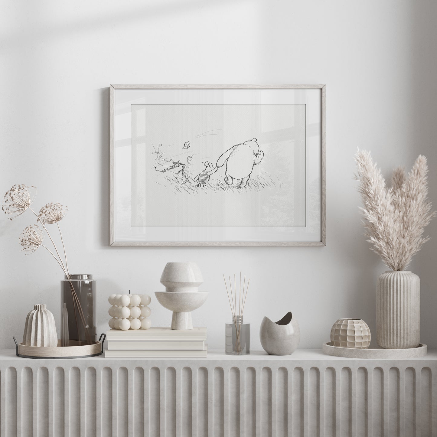 Piglet & Winnie the Pooh Classic Vintage Illustration