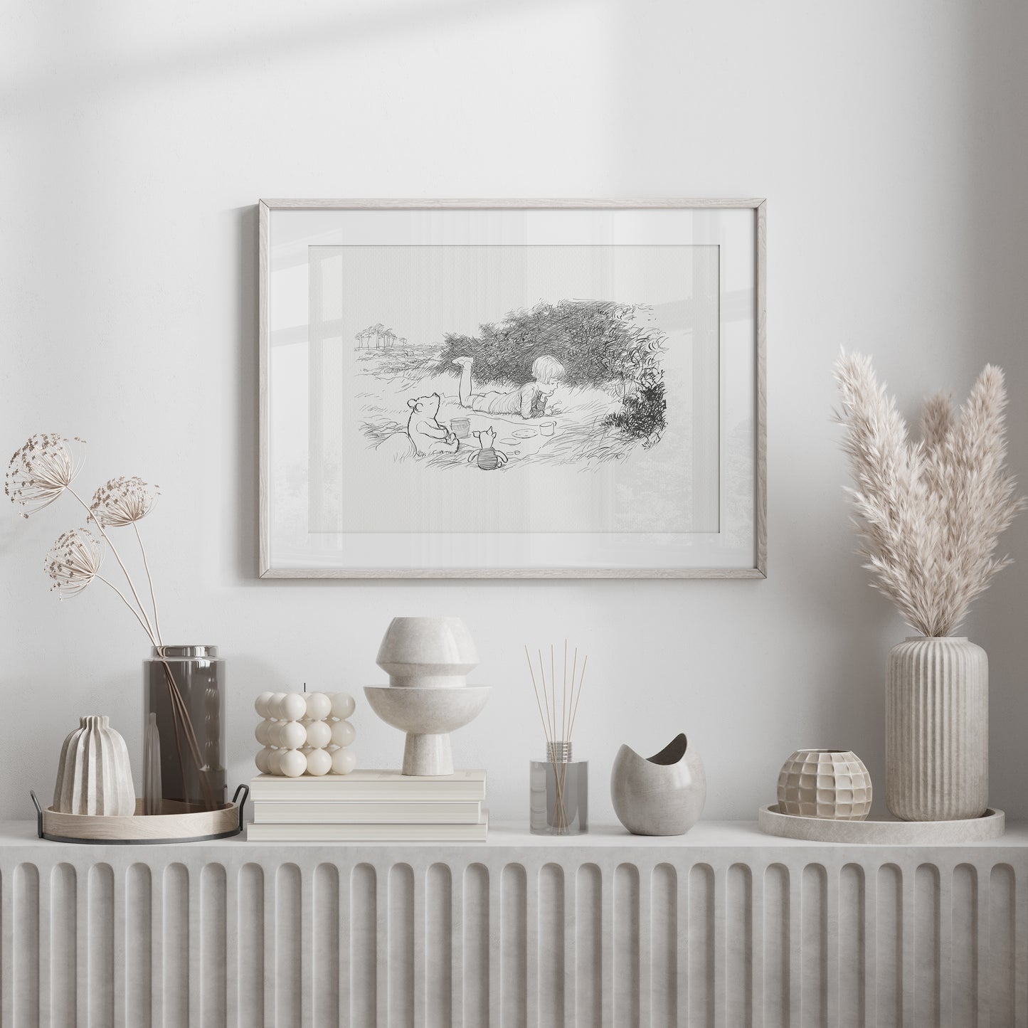 Winnie the Pooh Print: Piglet & Christopher Robin Vintage Illustration