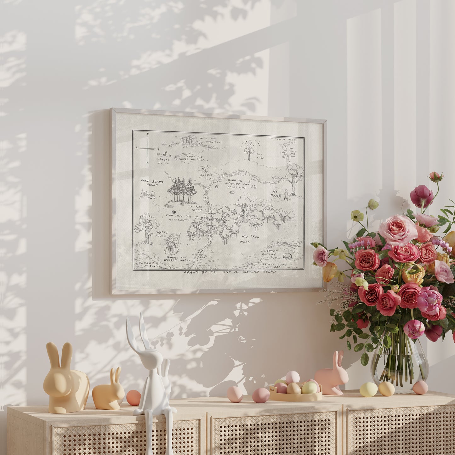 Winnie the Pooh 100 Acre Wood Map Classic Vintage Illustration