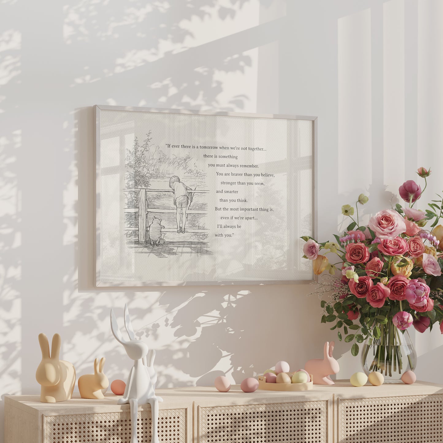 Winnie the Pooh Quote Print:  Vintage Style Horizontal Illustration