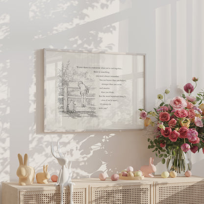 Winnie the Pooh Quote Print:  Vintage Style Horizontal Illustration