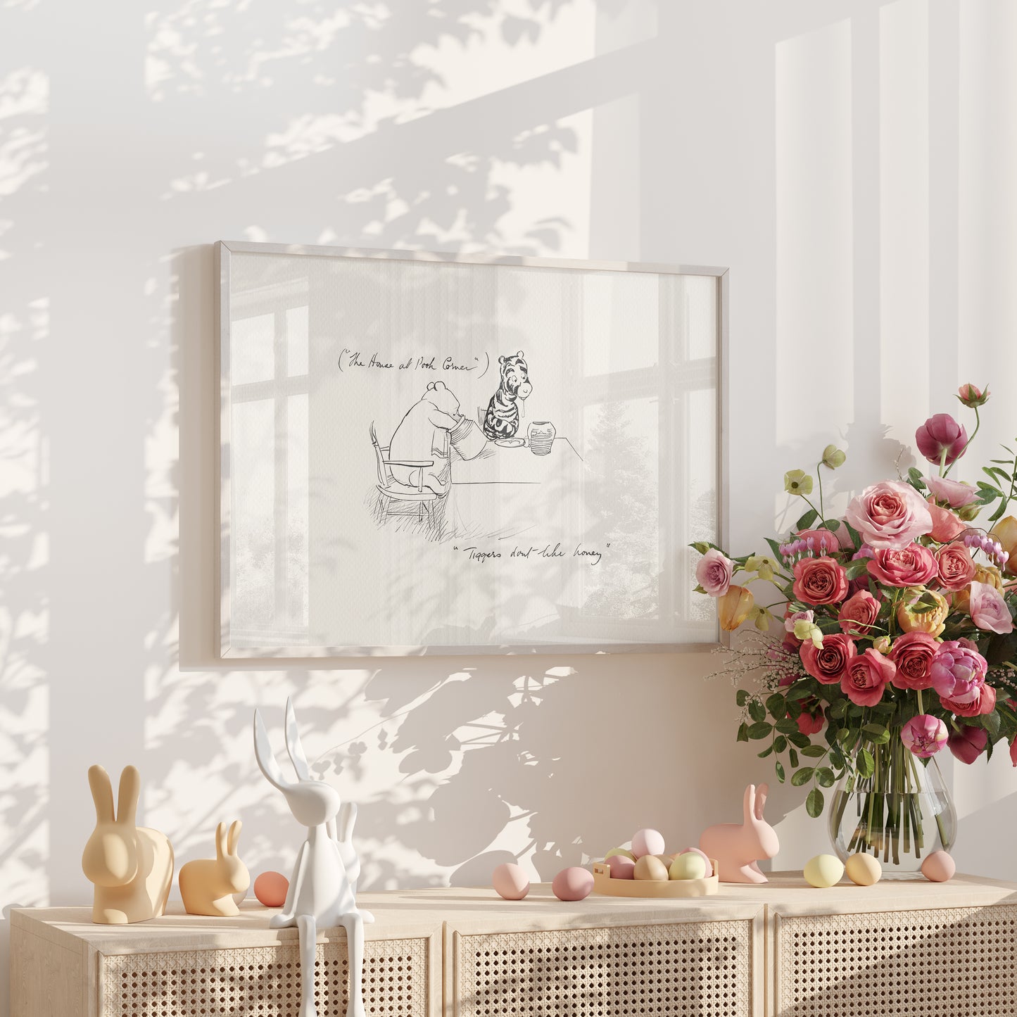 Tigger & Winnie the Pooh Illustration: Landscape Print Vintage Style