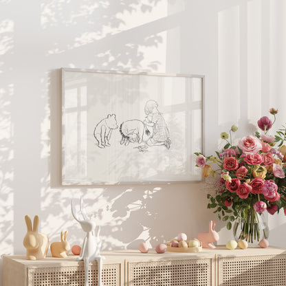 Eeyore's Tail Print: Winnie the Pooh Horizontal Illustration