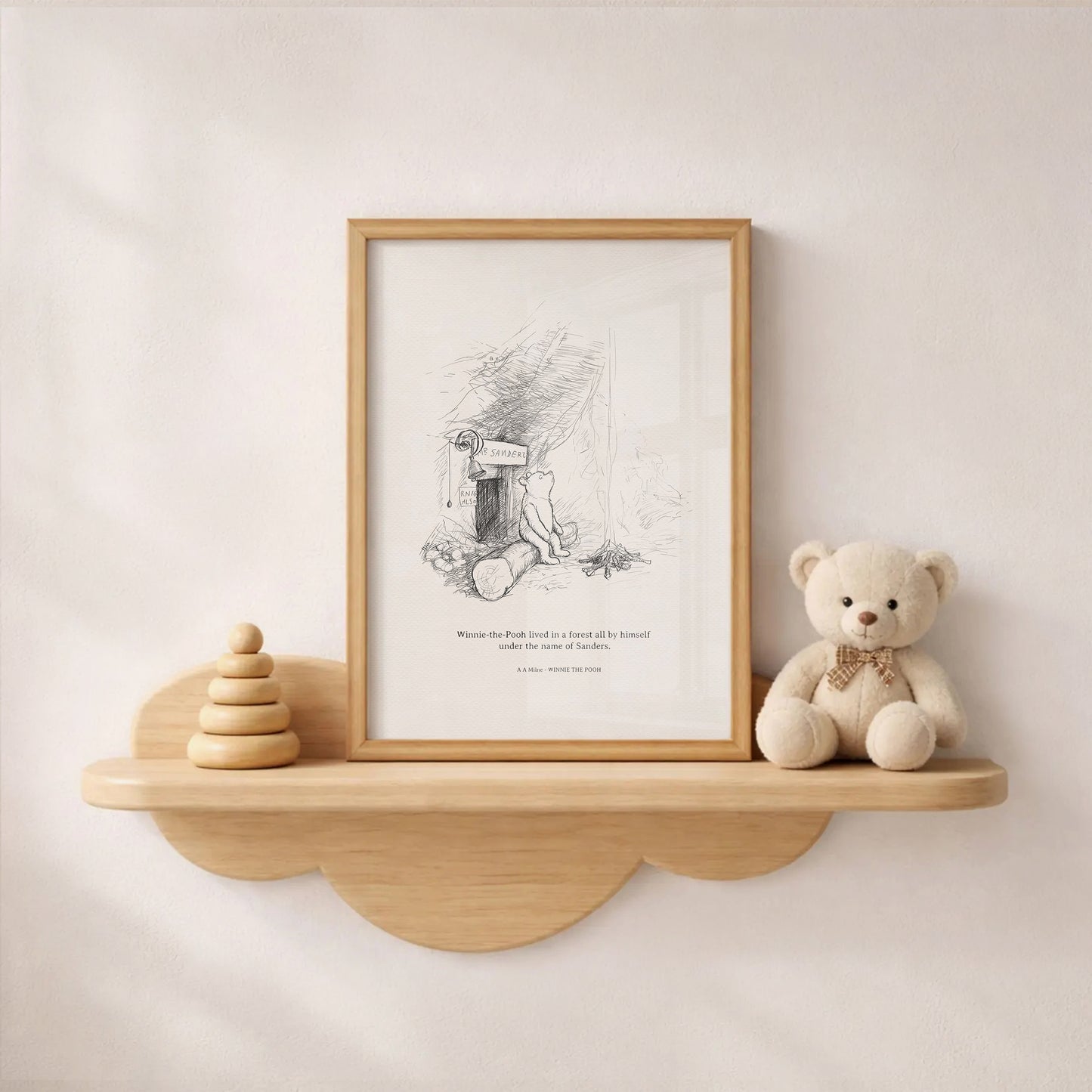 Winnie the Pooh Quote Print: Mr Sanders Classic Black & White Illustration