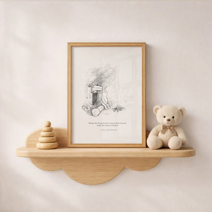 Winnie the Pooh Quote Print: Mr Sanders Classic Black & White Illustration