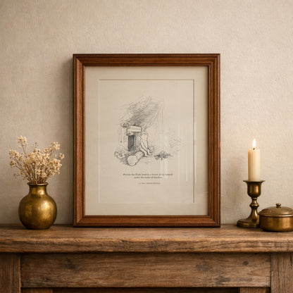 Winnie the Pooh Quote Print: Mr Sanders Classic Black & White Illustration
