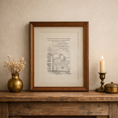 Vintage Winnie the Pooh Wall Art with Heartfelt Quote