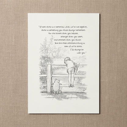 Vintage Winnie the Pooh Wall Art with Heartfelt Quote