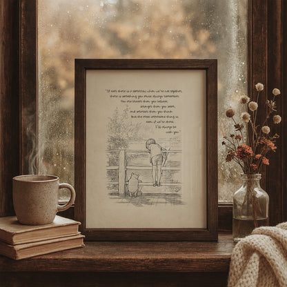 Vintage Winnie the Pooh Wall Art with Heartfelt Quote