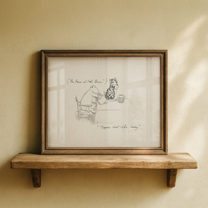 Tigger & Winnie the Pooh Illustration: Landscape Print Vintage Style