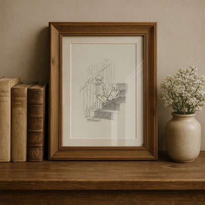 Winnie the Pooh Poster: Christopher Robin Vintage Style Print