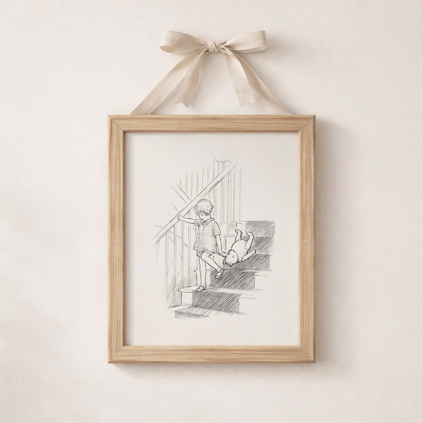 Winnie the Pooh Poster: Christopher Robin Vintage Style Print