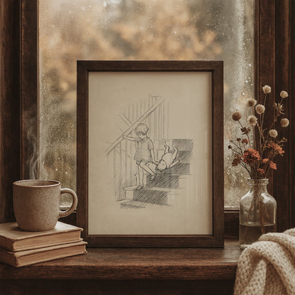 Winnie the Pooh Poster: Christopher Robin Vintage Style Print