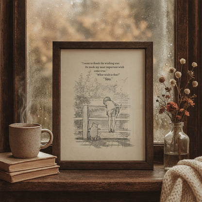 Winnie the Pooh Quote Print: Vintage Nursery Art - Poohsticks Theme