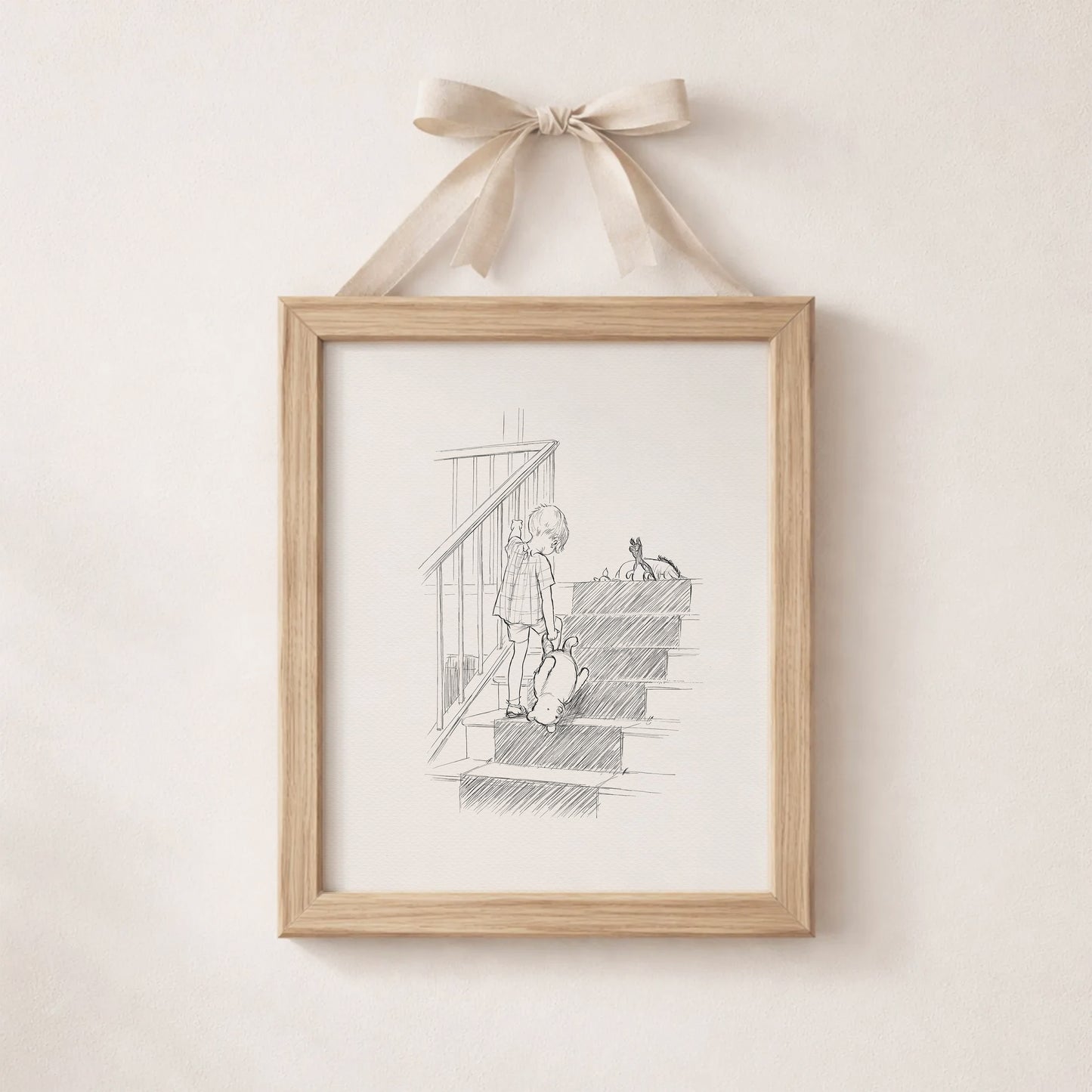 Winnie the Pooh Print: Vintage Style Christopher Robin Illustration
