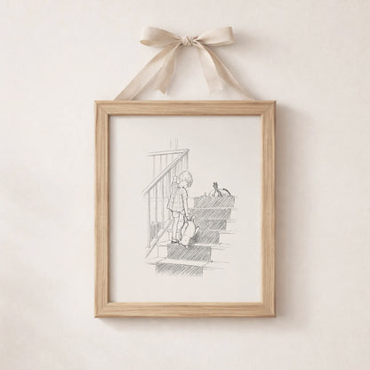 Winnie the Pooh Print: Vintage Style Christopher Robin Illustration