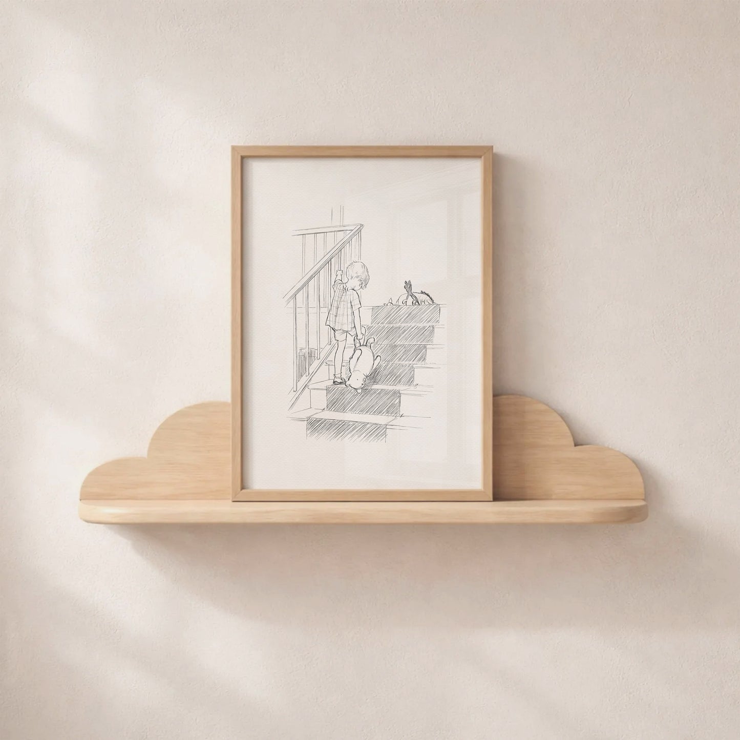 Winnie the Pooh Print: Vintage Style Christopher Robin Illustration
