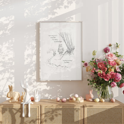 Winnie the Pooh Quote Print: Vintage Style Illustration