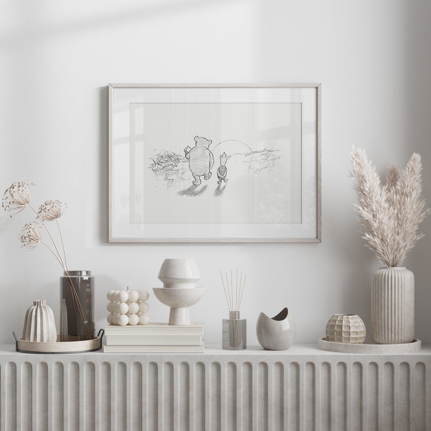 Winnie the Pooh & Piglet: Sunset Shepard Illustration Vintage Print