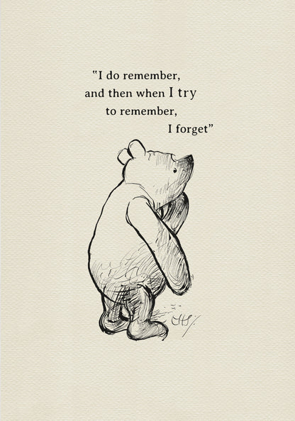 Simple Winnie the Pooh Sketch With Quote – Vintage Artwork for Literary & Nostalgic Gift Ideas