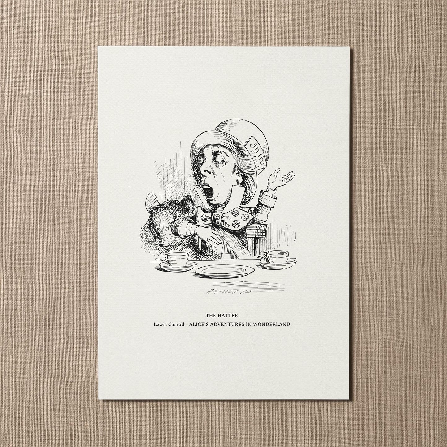 Alice in Wonderland Mad Hatter Print: John Tenniel Vintage Art