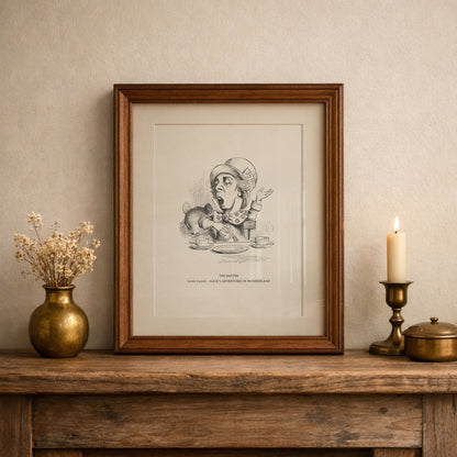 Alice in Wonderland Mad Hatter Print: John Tenniel Vintage Art