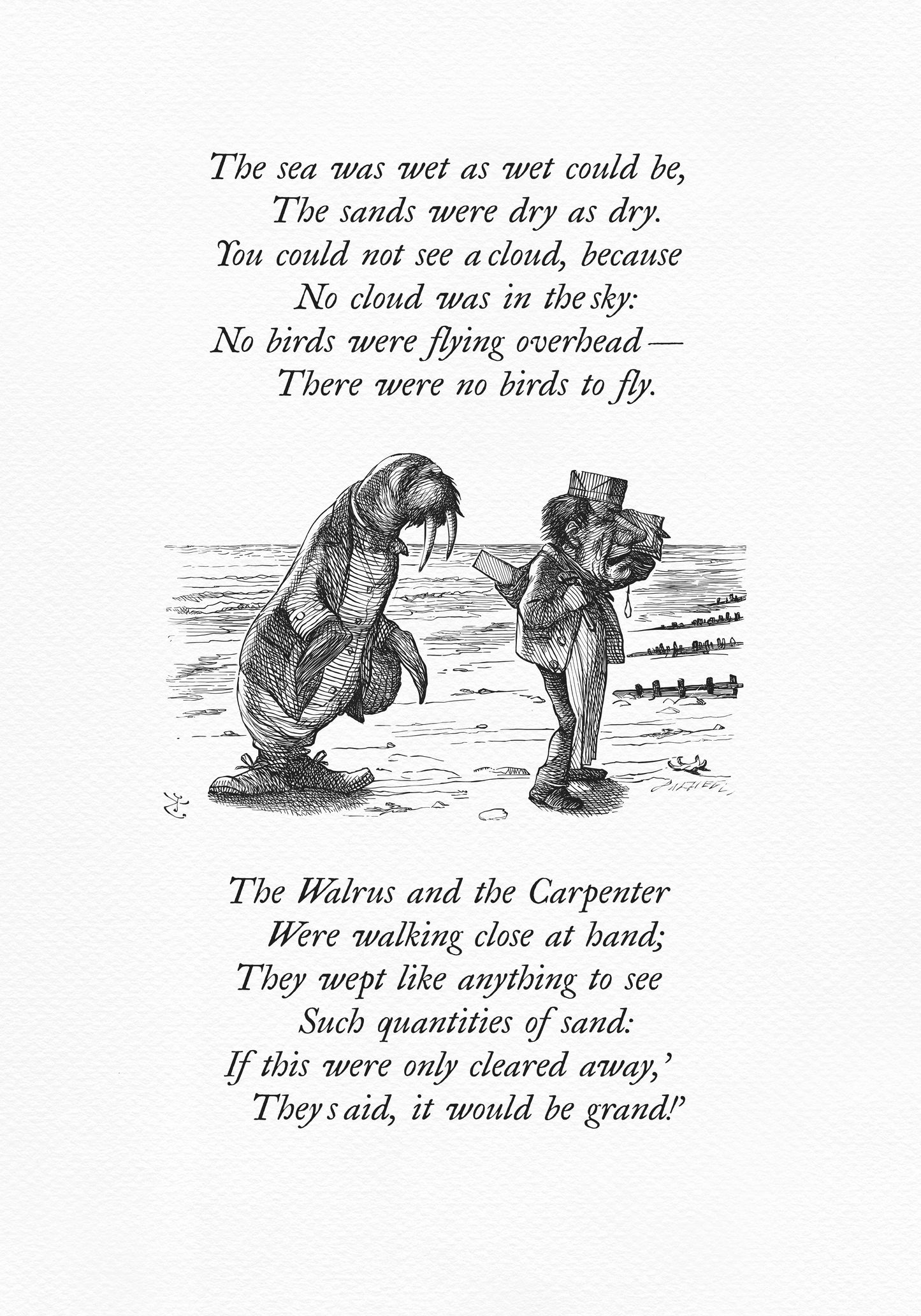 Alice in Wonderland Quote Print: Vintage Wall Art, The Walrus and the Carpenter